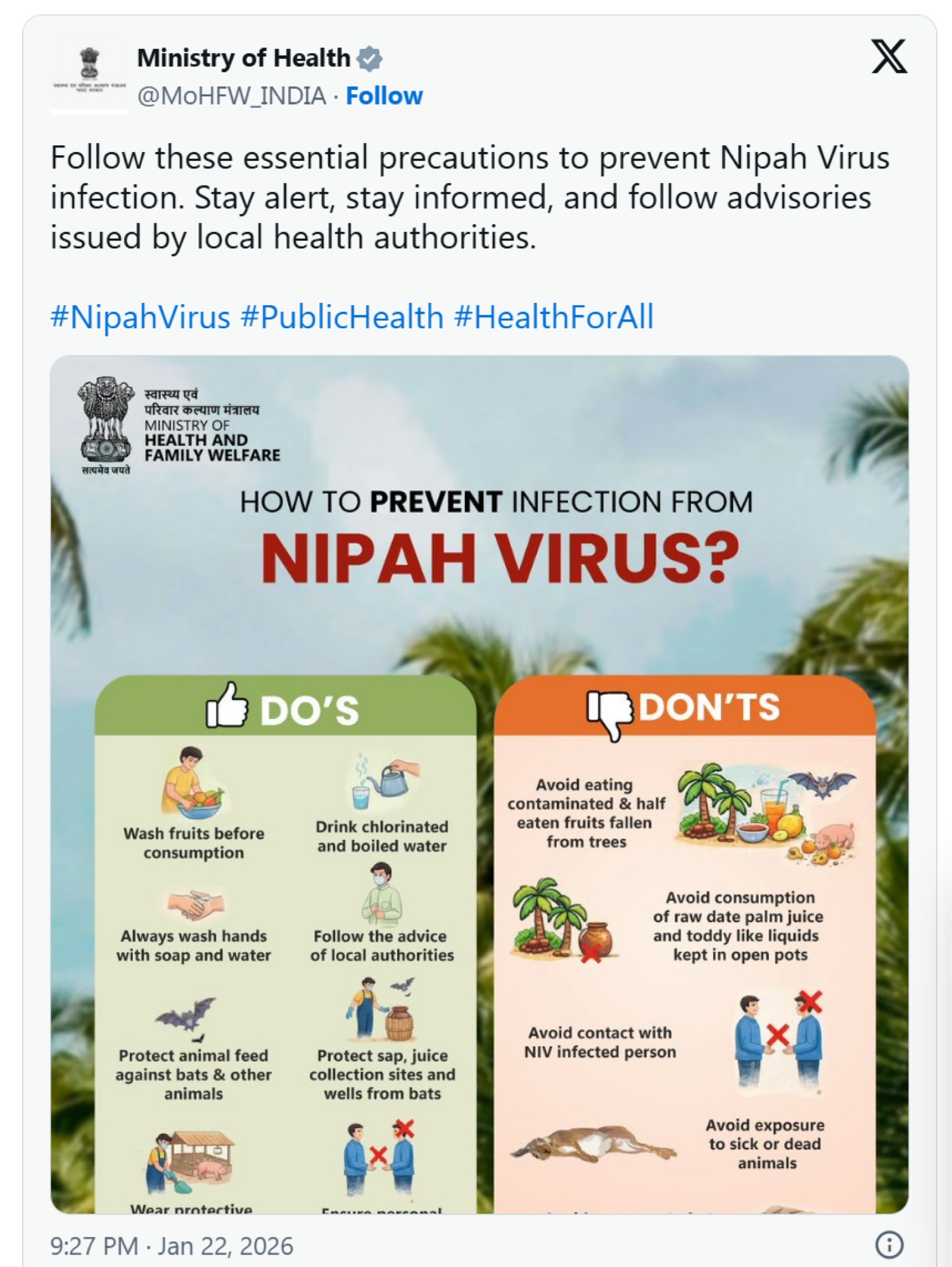 我国已将尼帕病毒列入监测